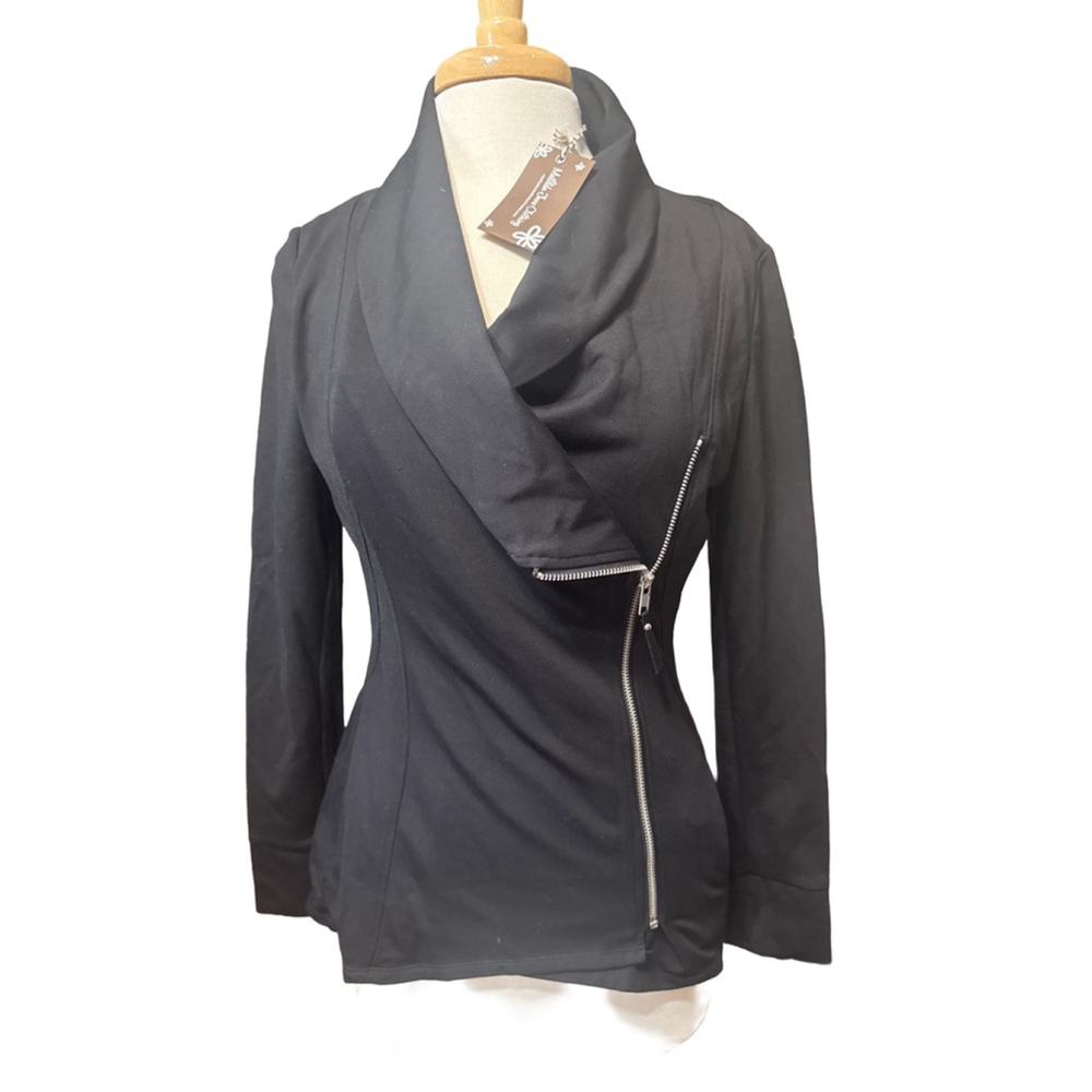 MATILDA JANE Black Asymmetrical Zip Jacket M NWT